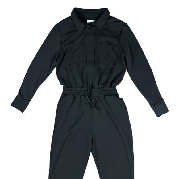 Evereve Myra Long Sleeve Black Jogger Jumpsuit Zip-Up Drawstring Size Small - Picture 5 of 9